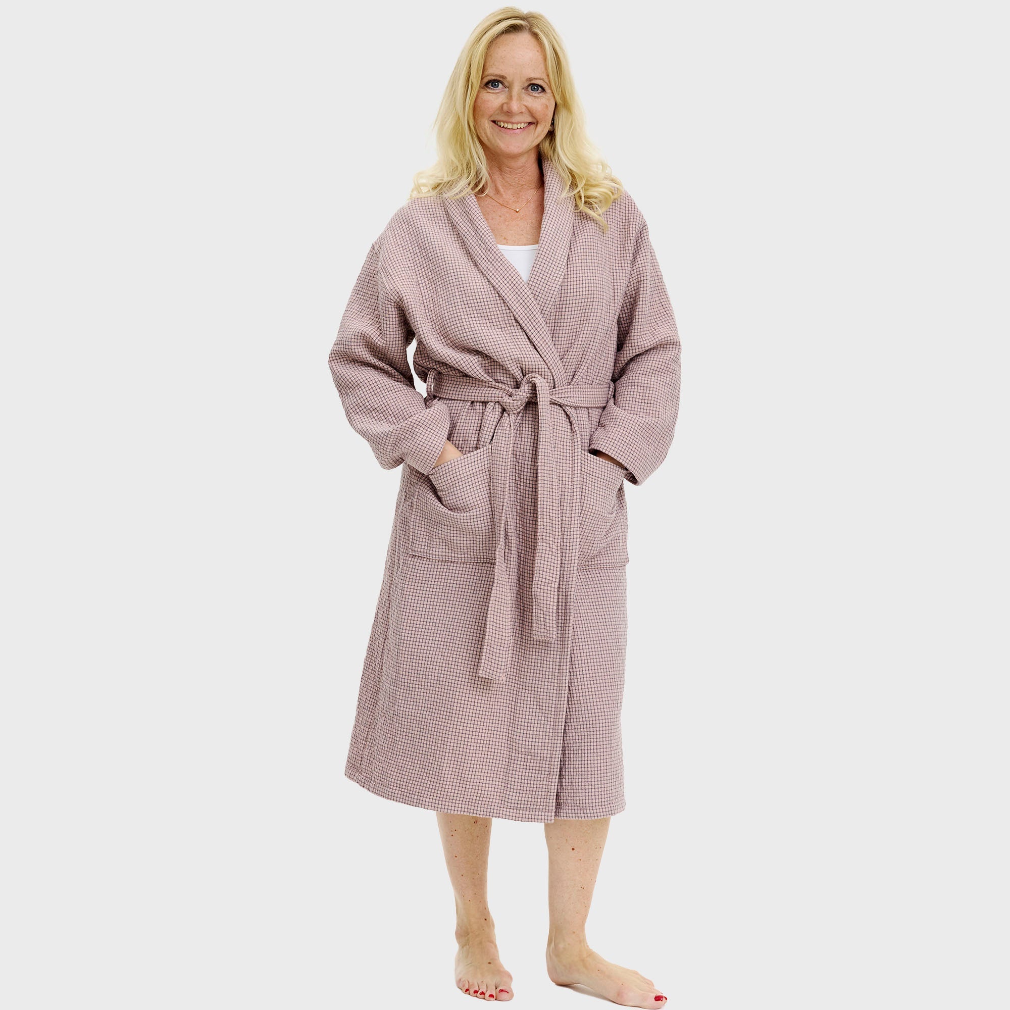 Badjas roze geruit - onesize